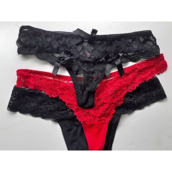 Lacey Thong Native Intimates Tracy Red Black Lot of 3 NWOT Size M-L - Picture 5 of 14